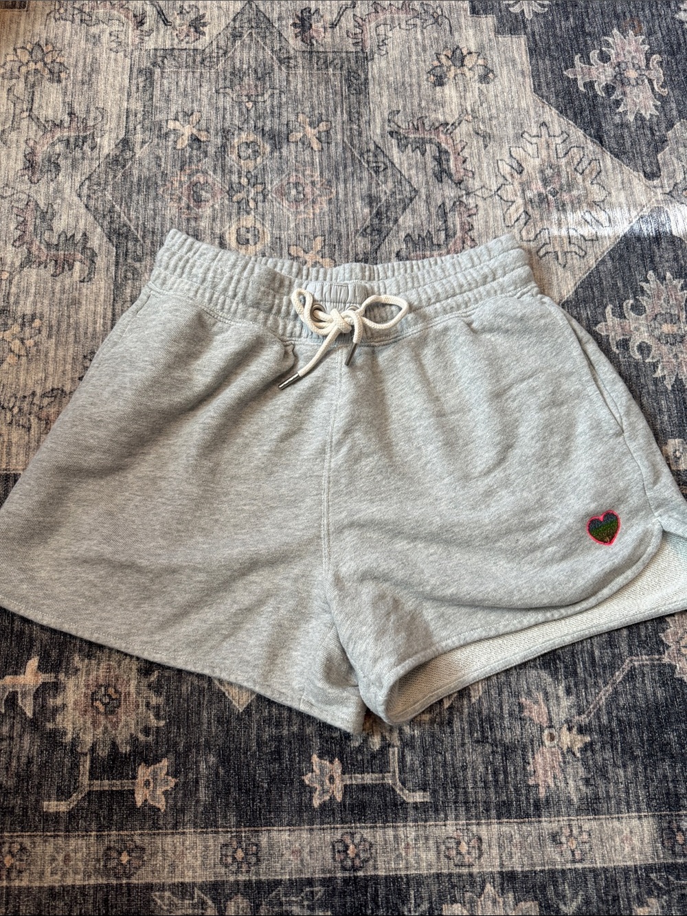 aerie Light Gray Athletic Lounge Shorts with Heart Patch